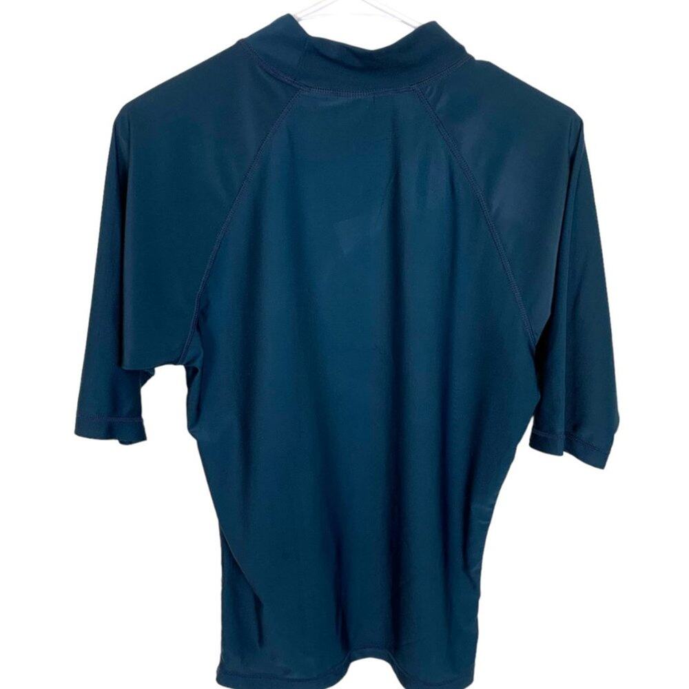 Kanu Surf Sz M Navy Blue Rash Guard Mock Neck Mid Sleeve Front Design - Picture 2 of 9